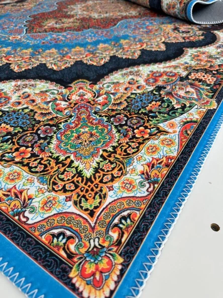 Bambu Halı Salon Halısı Post Pelüş Halı Klasik desenli Karma renkli Halı - 6