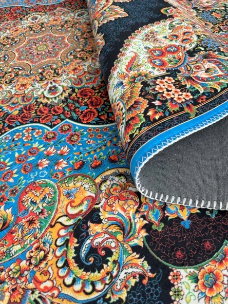 Bambu Halı Salon Halısı Post Pelüş Halı Klasik desenli Karma renkli Halı - 4