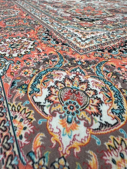 Bambu Halı Salon Halısı Post Pelüş Halı Klasik desenli Krem Halı - 4