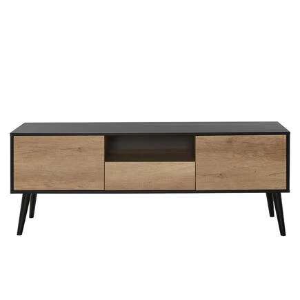 Retro Plus TV Sehpası-Siyah-Açık Ceviz(Tori) 160x58x41 cm ( GxYxD) - 3
