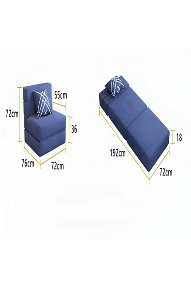 GOOD NİGHT Twix Tek Kişilik Katlanır Yataklı Koltuk 72cm - 2