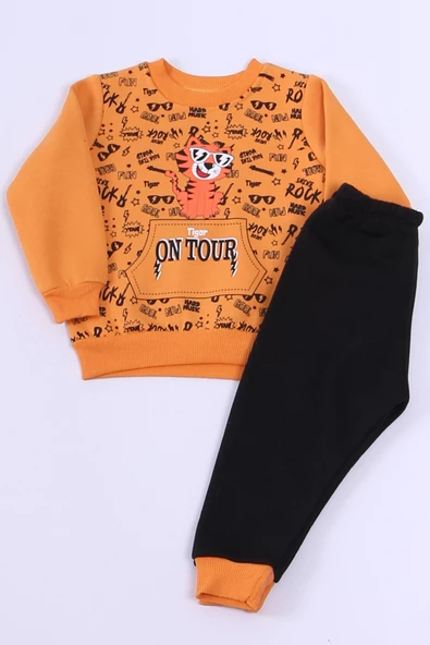 ERKEK BEBEK 3 İPLİK EŞOFMAN TAKIMI KAPLAN BASKILI A48 - 7