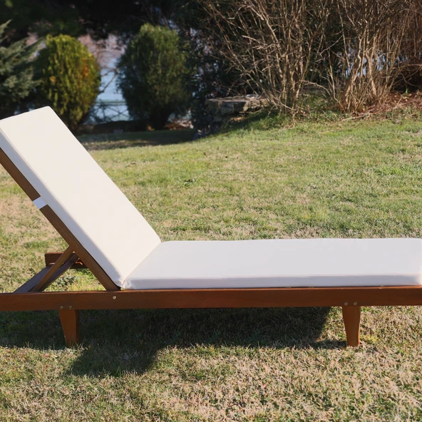 Riva Kademeli Ahşap Şezlong - 5 cm Minderli - 2