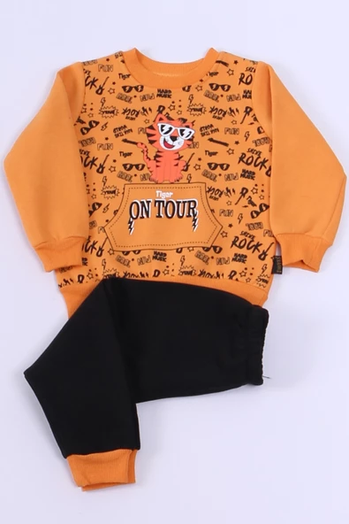 ERKEK BEBEK 3 İPLİK EŞOFMAN TAKIMI KAPLAN BASKILI A48 - 6