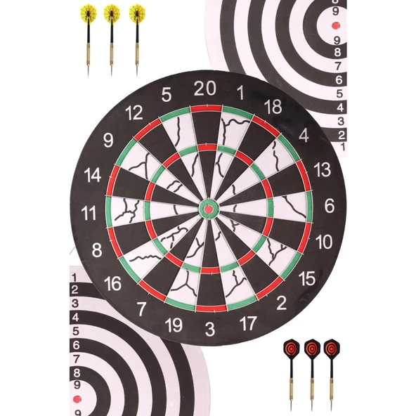 Delta Flocked Dart Seti 45 Cm (18 İnç) Büyük Boy + 6 Dart Oku (18 Gr) Hedef Tahtası SDF76