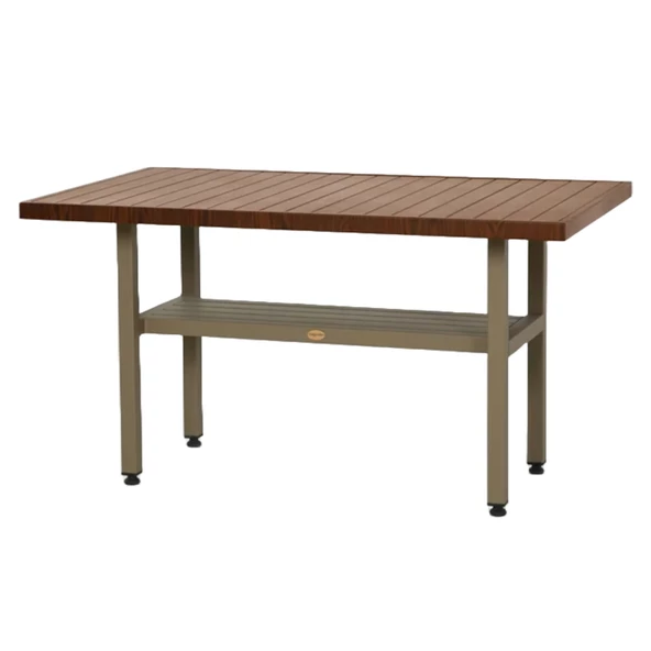 Çamlıca Alüminyum Masa 100x200 -Bahçe Balkon Mutfak Masası - Alt Tablalı - 3