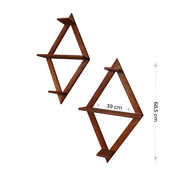Dekoratif Ahşap Duvar Rafı 2 li Paket 39x68 Cm - 2