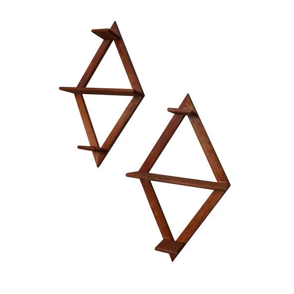 Dekoratif Ahşap Duvar Rafı 2 li Paket 39x68 Cm - 3