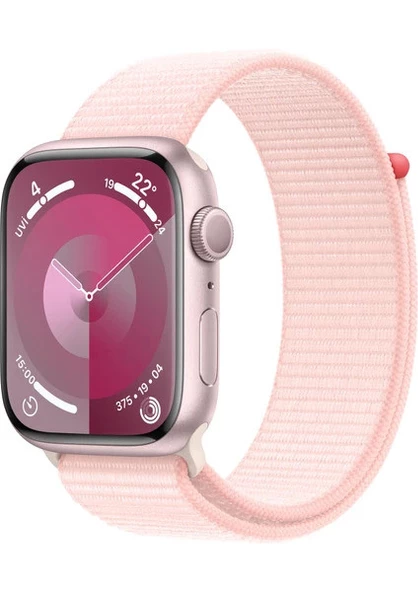 Apple Watch Series 9 GPS 45mm Pembe Alüminyum Kasa ve Uçuk Pembe Spor Loop Kordon Akıllı Saat