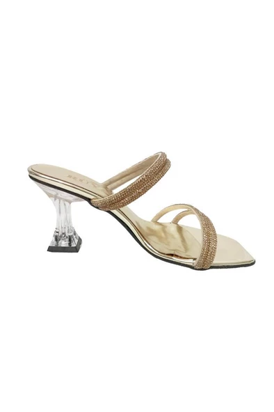 Rüya 8208-3 Rugan Taşlı Şeffaf Topuk Kadın Terlik - 5