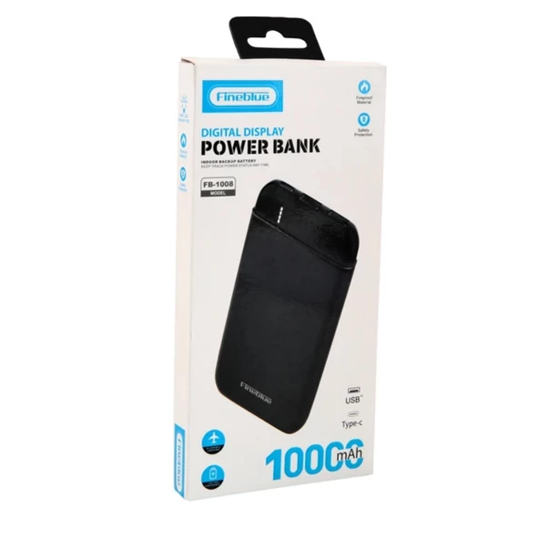 Powerbank 10000 Mah Digital Display Type-C Us  SİYAH