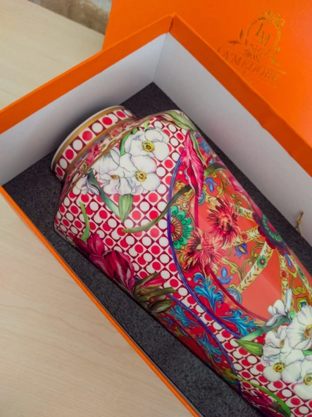 Lilyum Desen Porselen Vazo 33cm - 3