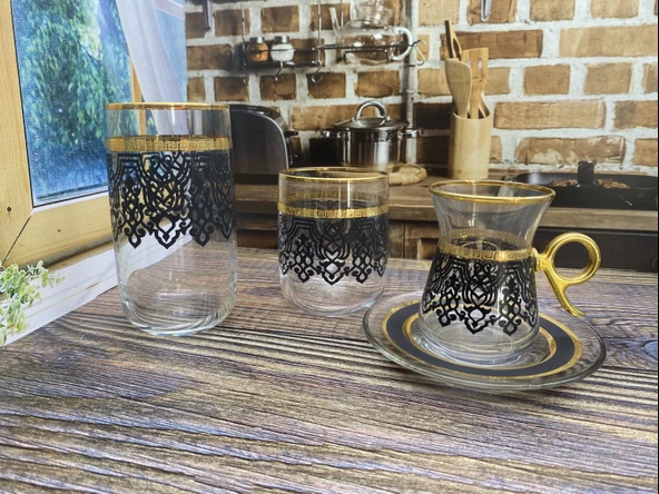 İlayda Black&Gold Dekor 6 Kişilik 24 Parça Bardak Seti - 3