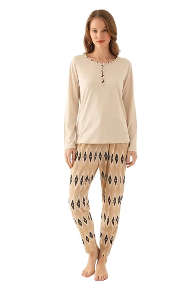 Pierre Cardin Patlı Yaka Viskoz Bayan Pijama Takım - 5