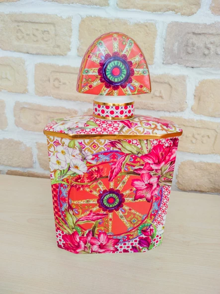 Lilyum Desen Porselen Parfüm Şişesi 100ml Small 13cm - 5