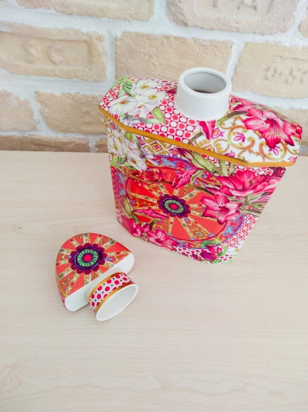 Lilyum Desen Porselen Parfüm Şişesi 100ml Small 13cm - 7