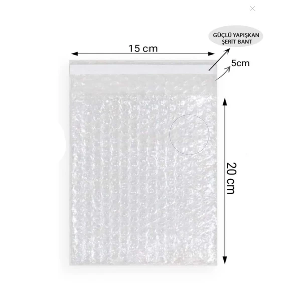 Balonlu Patpat Torba Bantlı 15x20 +5 (100 Adet) Baloncuklu Torba - 4