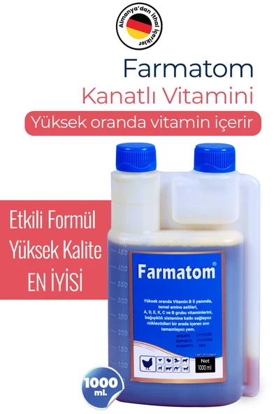 FARMATOM Vitamin Kanatlı Hayvan Vitamini 1 Litre - Kuşlar Için Vitamin