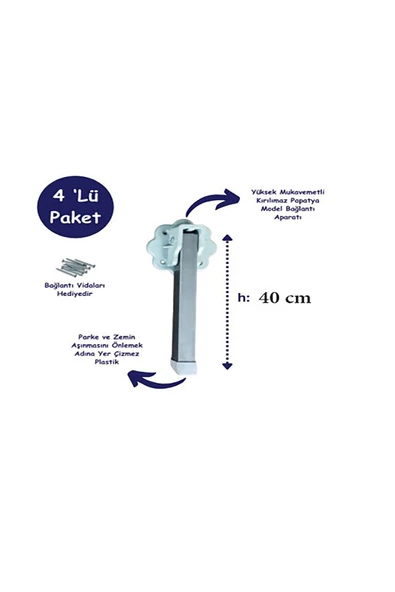 Home METAL KATLANIR YER SOFRASI AYAĞI 40 CM - 4'LÜ TAKIM - 2