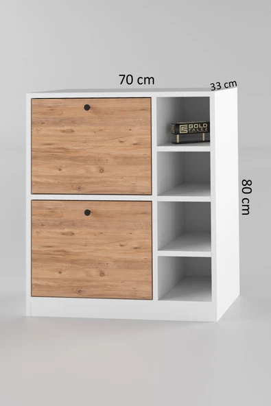 Kahve Köşesi Mutfak Rafı Çok Amaçlı Dolap Mutfak Stand Mutfak Bango Beyaz Atlantik Çam - 3