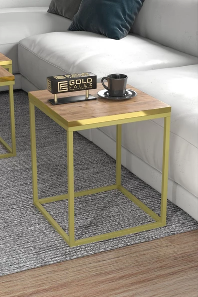 Orta Sehpa Ve Zigon Sehpa 5'li Lüx Set Altın Ceviz - 6