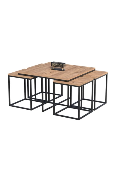 Orta Sehpa Ve Zigon Sehpa 5'li Lüx Set Ceviz - 4