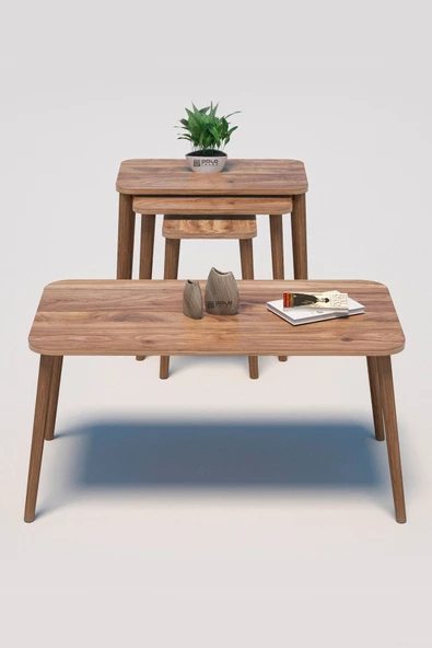 Zigon Sehpa Kr Ve Orta Sehpa Kr Torna Set Ceviz ürün görseli 1