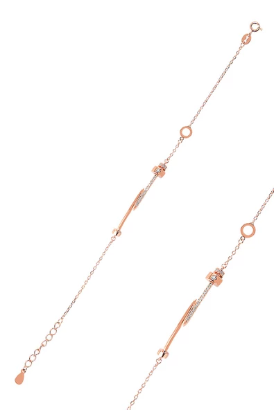 Gümüş rose zirkon taşlı stil çivi bileklik SGTL12628ROSE ürün görseli