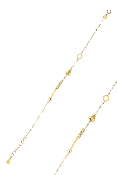 Gümüş altın yaldızlı zirkon taşlı stil çivi bileklik SGTL12628GOLD ürün görseli
