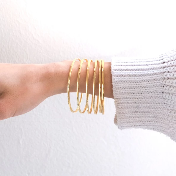 6 Adet 22 Ayar Altın Kaplama Ajda Bilezik - BSET-119 - 2