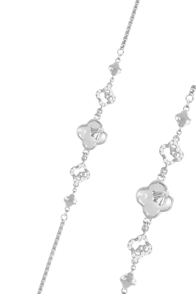 Gümüş rodyumlu sedef ve zirkon taşlı gizemli yonca bileklik SGTL12645RODAJ ürün görseli