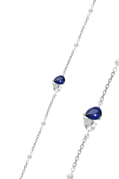 Gümüş rodyumlu safir ve zirkon taşlı göksel su damlası bileklik SGTL12644LACIVERT ürün görseli