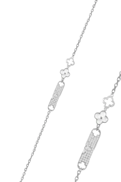 Gümüş rodyumlu zirkon taşlı kuzeyin şansı yonca bileklik SGTL12649RODAJ ürün görseli