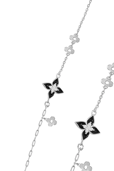 Gümüş rodyumlu mineli zirkon taşlı şans rüzgarı yonca bileklik SGTL12651RODAJ ürün görseli