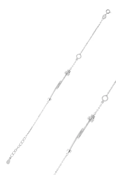 Gümüş rodyumlu zirkon taşlı stil çivi bileklik SGTL12628RODAJ ürün görseli