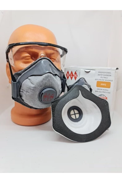 BM 022 PRO X AC FFP2 NR  KONİK VENTİLLİ AKTİF KARBONLU MASKE (1AP+10MASKE) - 5