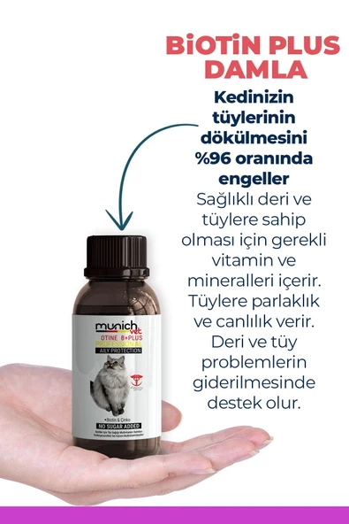Munich Vet Biotine Plus Kedi Tüy Damlası 100ml (KEDİLERİN TÜY DÖKÜLMESİNİ ENGELLER) - 2