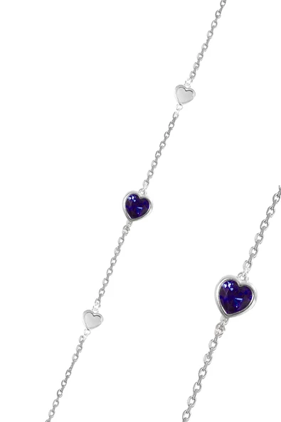 Gümüş safir sedef ve zirkon taşlı kalp tutkusu kadın bileklik SGTL12653LACIVERT ürün görseli