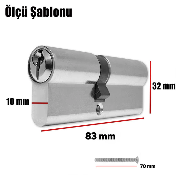Hok Döküm Metal Barel Göbek Kilit Silindir Kapı Emniyet Güvenlik Gömme Kilidi 83 mm 3 Anahtarlı - 2