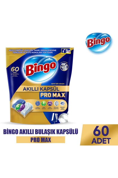 Bingo Akıllı Kapsül Pro Max Bulaşık Makinesi Deterjanı Tableti 60 Lı