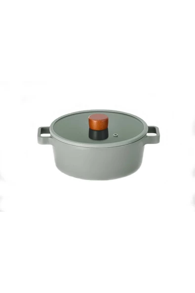 Neoflam Fika Cam Kapaklı 22x9 cm Alüminyum Döküm Basık Tencere