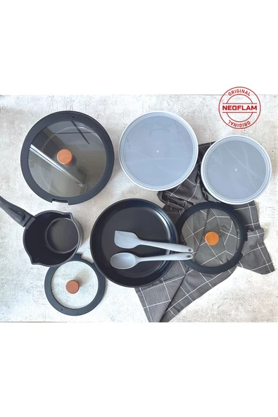 Neoflam Midas Siyah Ayrılabilen Saplı İç İçe Geçebilen 11 Parça Tencere Seti - 5