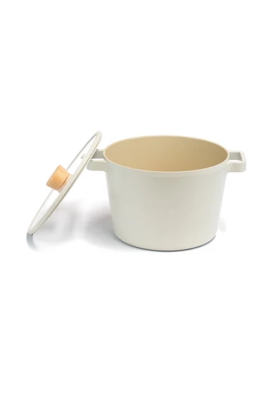Neoflam Fika Cam Kapaklı Bej 22x15 cm Derin Alüminyum Döküm Tencere - 2