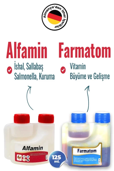 Munich Vet 2li Kuşlar için set Farmatom Vitamin + Alfamin Seti (125 ml)