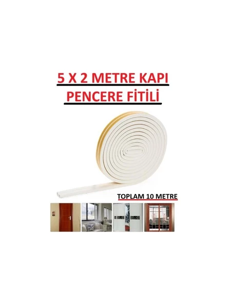 Beyaz Pencere Yalıtım Süngeri Fitili 10 metre Yapışkanlı Pimapen Kapı Fitili Cam Bandı Sızdırmazlık Fitili - Resim 2