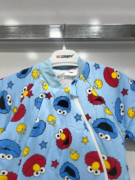 uğurböceğiçocuk Elyaflı Ve Fermuarlı Bisküvi Desenli Kışlık Çocuk Uyku Tulumu Unisex - 6