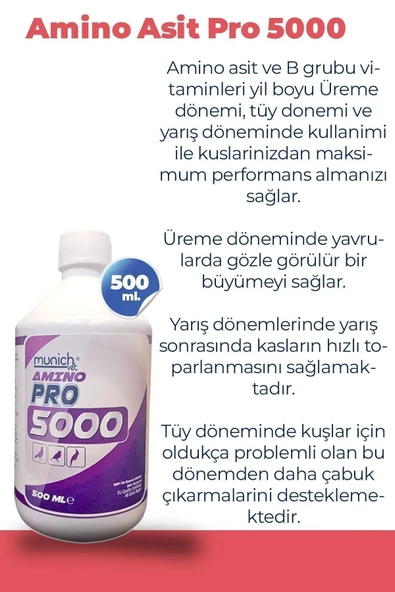 Munich Vet Amino Pro 5000 Amino Asit 500 Ml - 2