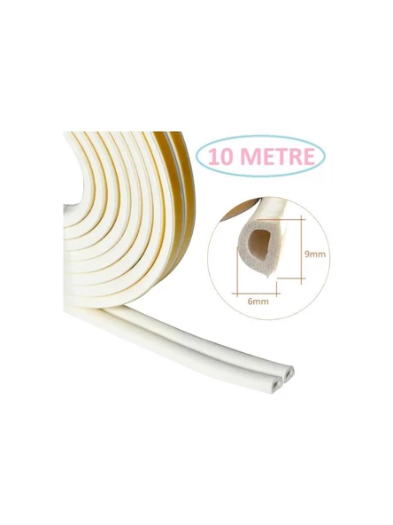Beyaz Pencere Yalıtım Süngeri Fitili 10 metre Yapışkanlı Pimapen Kapı Fitili Cam Bandı Sızdırmazlık Fitili - Resim 3