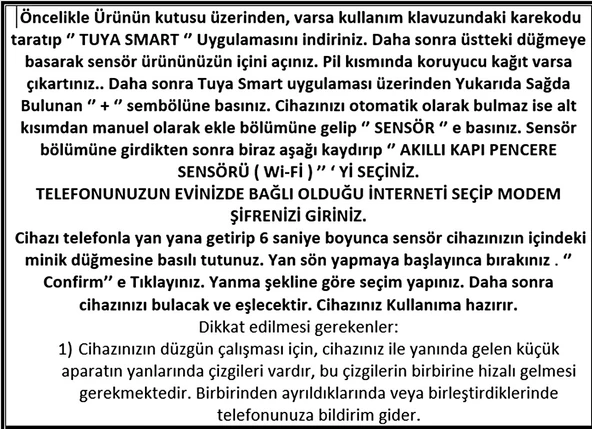 SL-EG01 Akıllı Kapı Pencere Dolap Sensörü - Manyetik - Kapı açıldığında Telefona Bildirim gönderir - 7