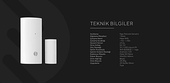 SL-EG05 Akıllı Kablosuz Kapı Pencere Dolap Sensörü Manyetik Wifili Sensör Tuya Destekli - Telefona Bildirim Gönderir - 6